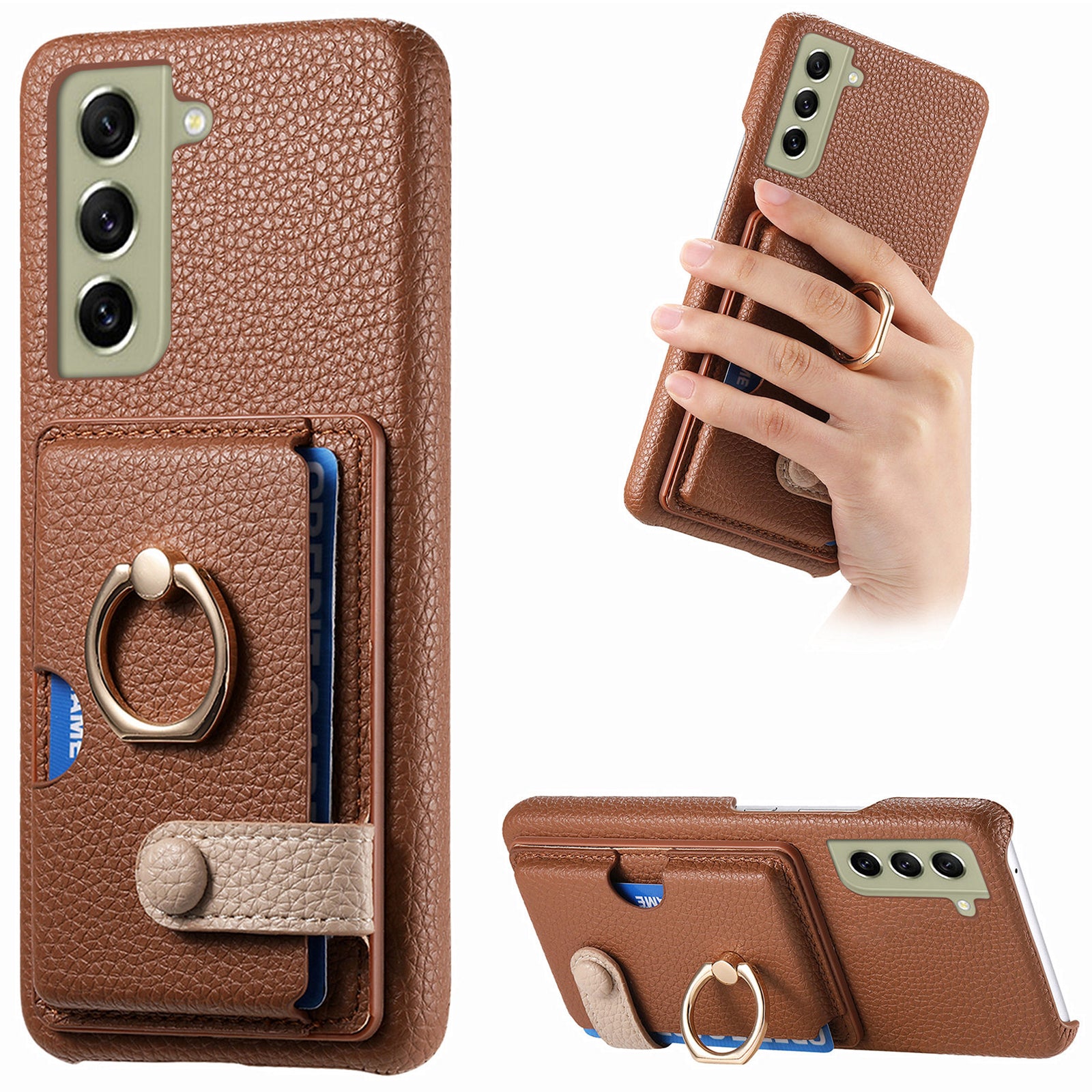 Y2 For Samsung Galaxy S21 FE 5G Cell Phone Case Rotation Ring Kickstand Leather+PC+TPU Cover Y2 For Samsung Galaxy S21 FE 5G Cell Phone Case Rotation Ring Kickstand Leather+PC+TPU Cover